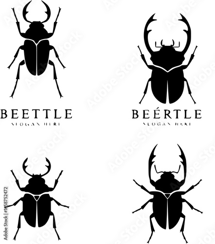 Beetle Vector logo. Beetle logo type silhouette design vector
