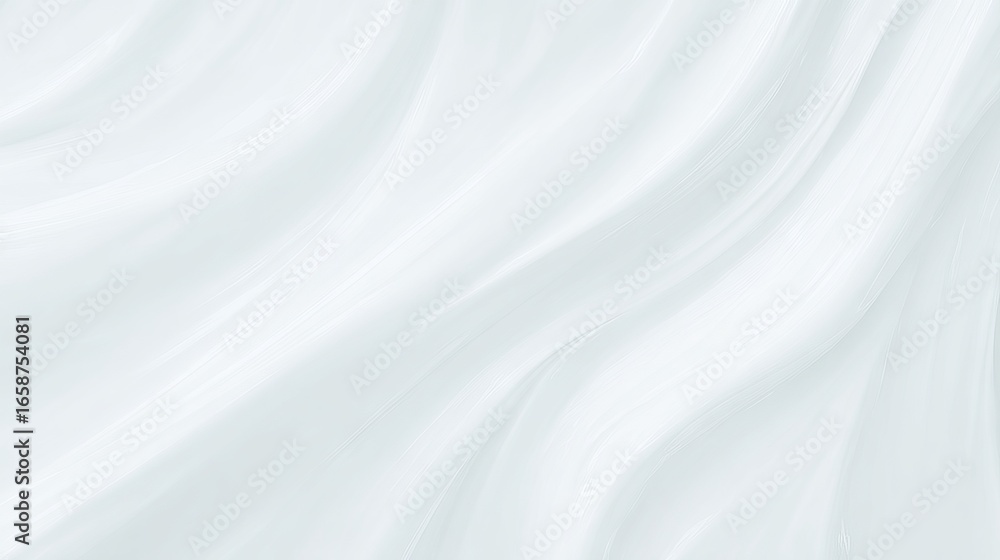Naklejka premium Soft flowing white fabric drapes elegantly, creating gentle waves and textures, ideal for backgrounds, presentations, and design projects with a serene atmosphere and calming effect