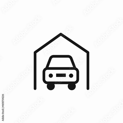 garage car house icon sign vector
