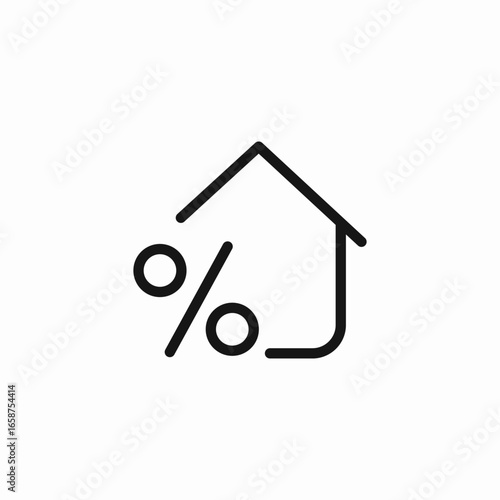 house with percentage icon sign vector
