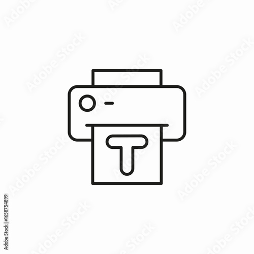 printer with letter t icon sign vector