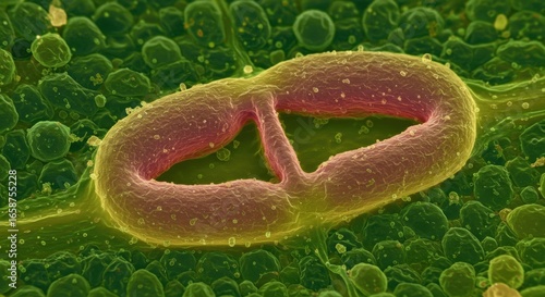 SEM of a stoma on a plant leaf with guard cells open