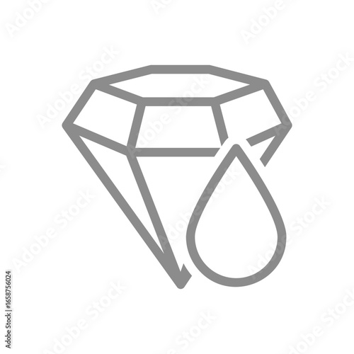 Diamond with drop line icon. Melting value, or precious fluid symbol. Vector illustration
