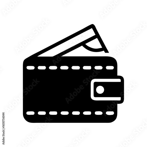 Vector icon of a wallet with cash inside