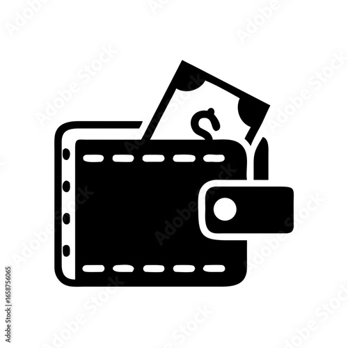 Wallet with protruding policy document icon in black