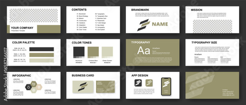 Minimal business branding presentation template with strategy and design