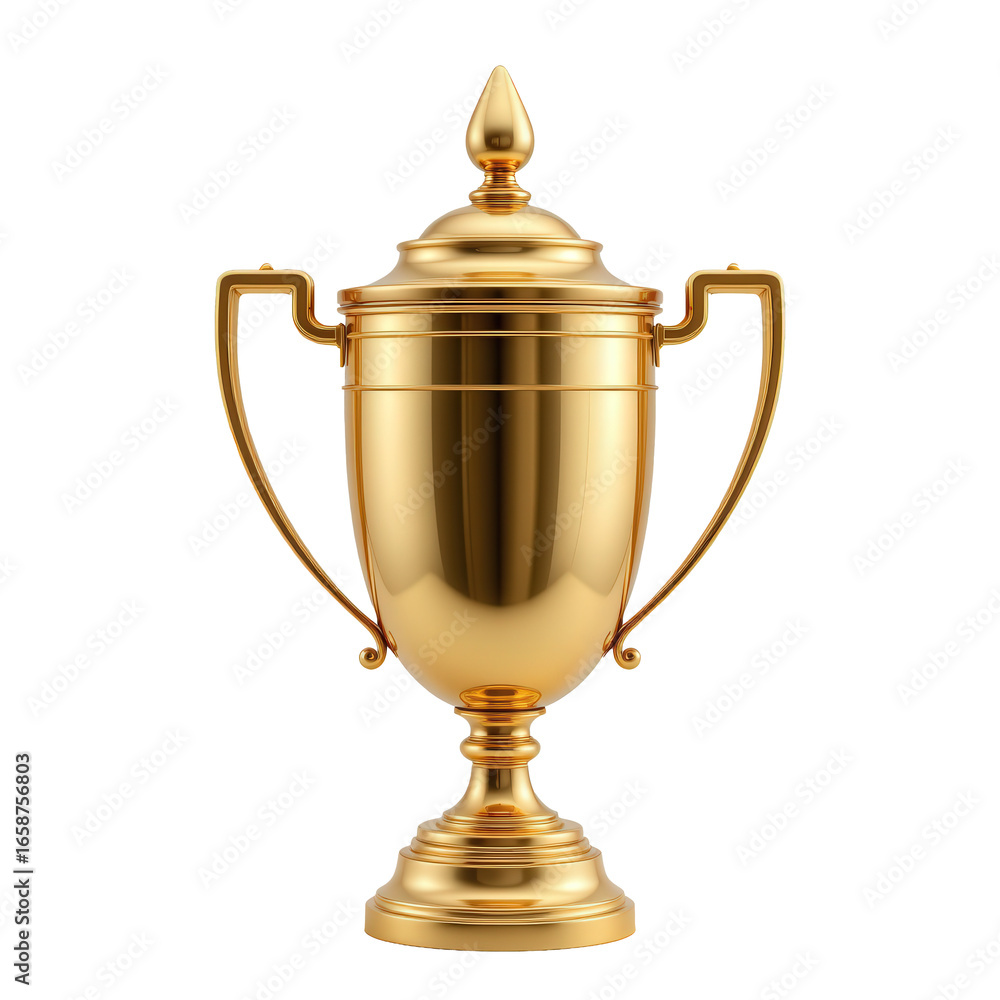 Fototapeta premium Gleaming Golden Trophy on Transparent Background for Awards Ceremony