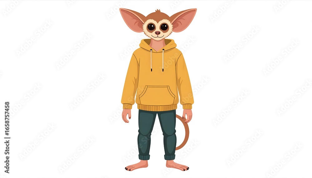 Fototapeta premium Cute lemur in hoodie