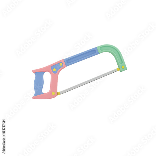 Colorful hand saw tool isolated on transparent background