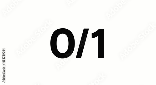 Bold black sansserif typography showing the numbers zero and one separated by a forward slash 1.
