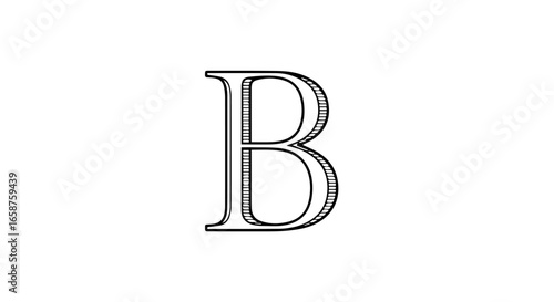 Classic serif capital letter B with an elegant chiseled 3D effect and inner hatching.