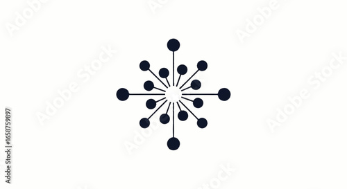Dark blue radial network symbol with a central hub and connected nodes.