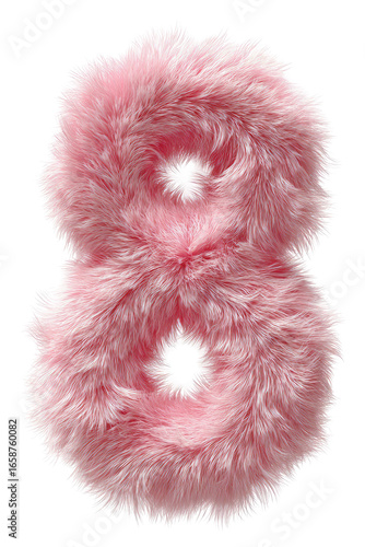 Fluffy pink faux fur number eight