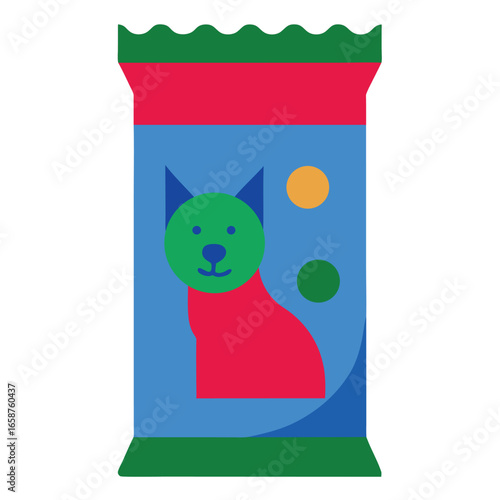 modern dog treats packet with cartoon dog