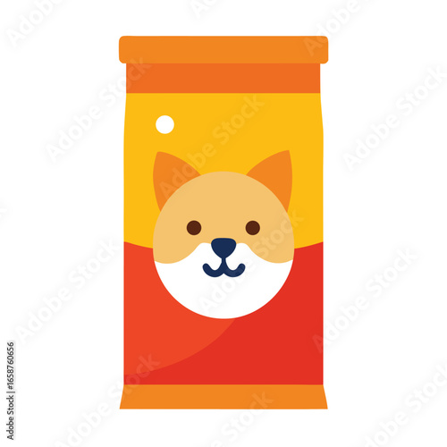 pet food packet with cute animal illustration