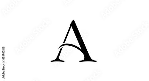 Elegant black capital letter A with a stylized curved crossbar and serif details.