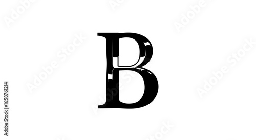 Elegant black serif capital letter B with an integrated piano keyboard pattern a creative musical logotype.