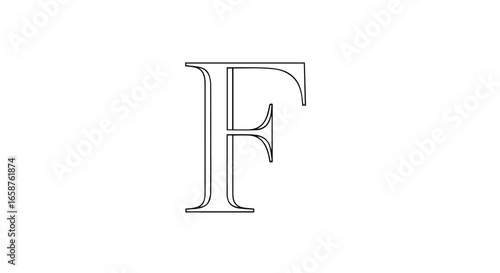 Elegant Serif Capital Letter F with a Chiseled Double Outline.