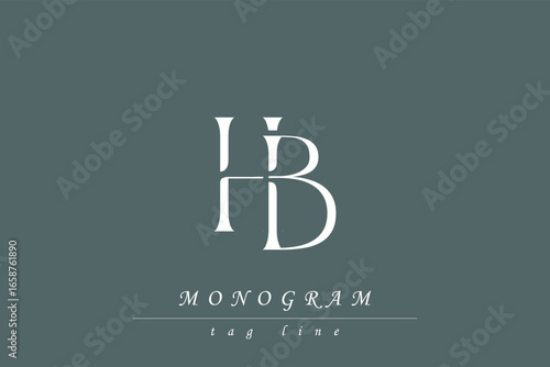HB Initials Stylized Monogram Design Featuring Intertwined. Artistic representation of monogram initials creatively arranged and displayed.