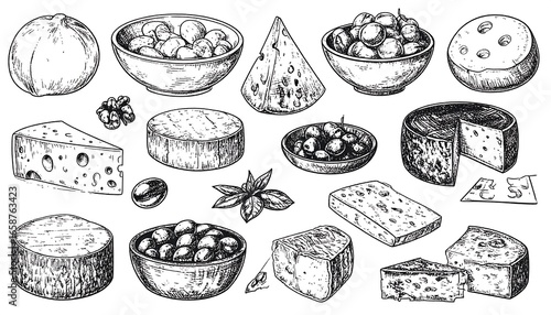 Variety of cheese illustrations