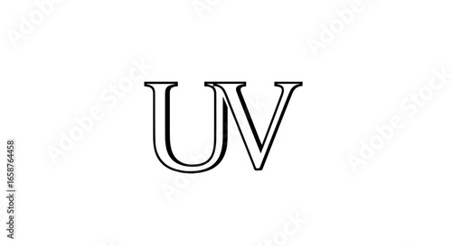 Minimalist UV letter monogram logo with a classic serif font and a sophisticated double outline.