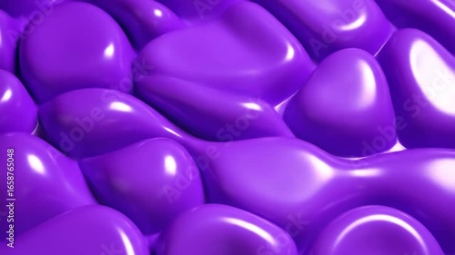 Glossy purple rounded forms creating an abstract, undulating surface, reflecting light