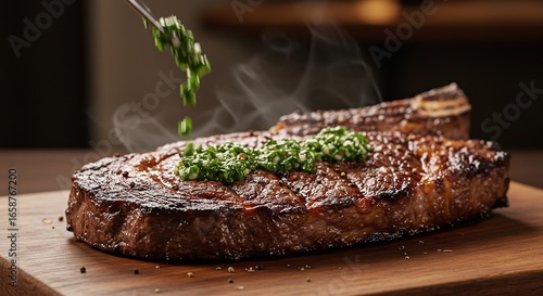 Delicious Grilled Steak with Fresh Herb Garnish Isolated on Transparent Background