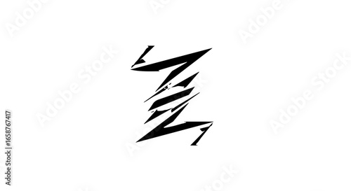 Stylized black letter Z with a sharp fragmented and angular graffitilike design.
