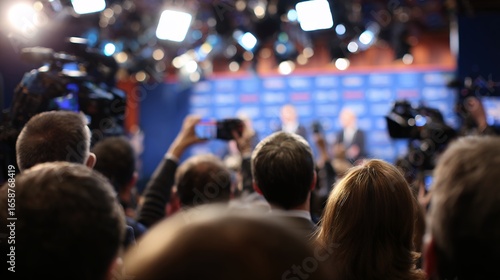Wallpaper Mural press conference with crowd of people and cameras Torontodigital.ca