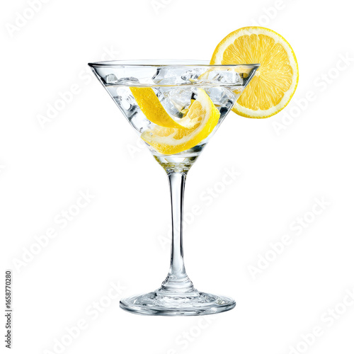 Wallpaper Mural A martini glass filled with ice,  a lemon twist, and a lemon slice Torontodigital.ca