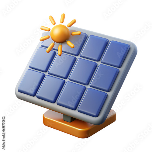 Renewable Energy 3D Icons – Solar Technology and Eco-Friendly Power