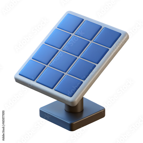 3D Solar Panel Icon  – Renewable Energy, Clean Power, Eco Technology