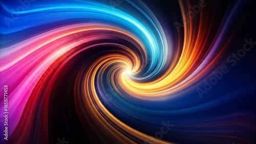 Abstract swirl of flowing gradient colors radiating from center