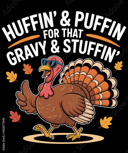 Huffin For Stuffin Running Turkey Funny Runner Thanksgiving