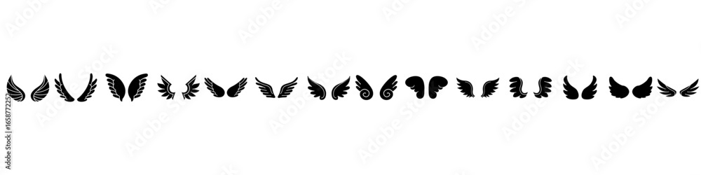 Angel wings icon vector set. fly illustration sign collection. pilot symbol. wings logo design for web. Angel wings icon vector set. fly illustration sign collection. pilot symbol. wings logo design for web.
