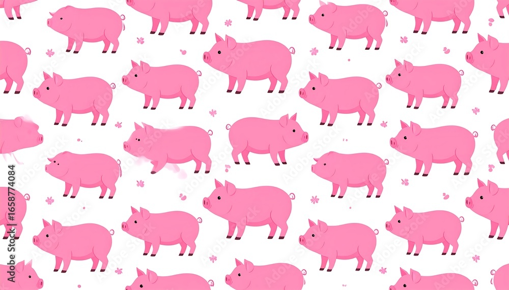 Fototapeta premium Cute pink pig pattern