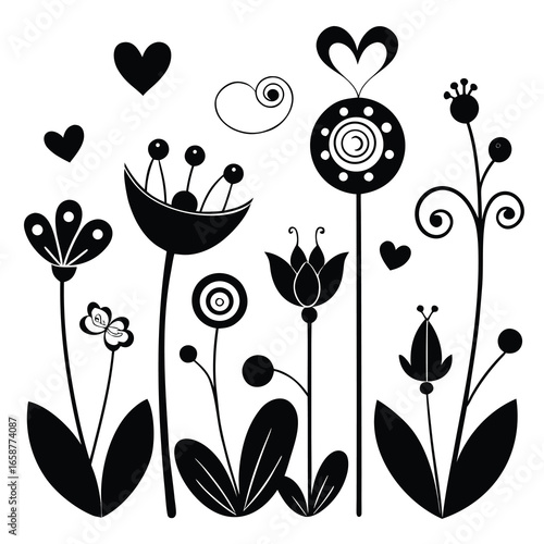 Butterfly and flowers coloring page, printable on 8.5x11 inch paper, beautiful hand-drawn vector illustration for kids and adults, perfect for creative art activities and relaxation projects.