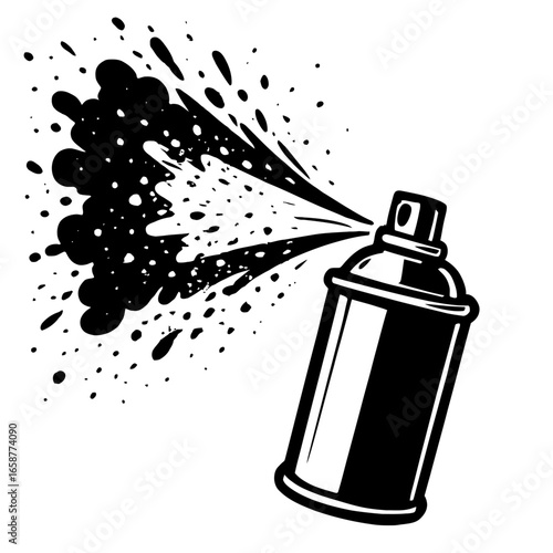Vector Illustration of a Spray Paint Can with a Splatter - A Dynamic Symbol of Street Art, Graffiti, and Urban Culture