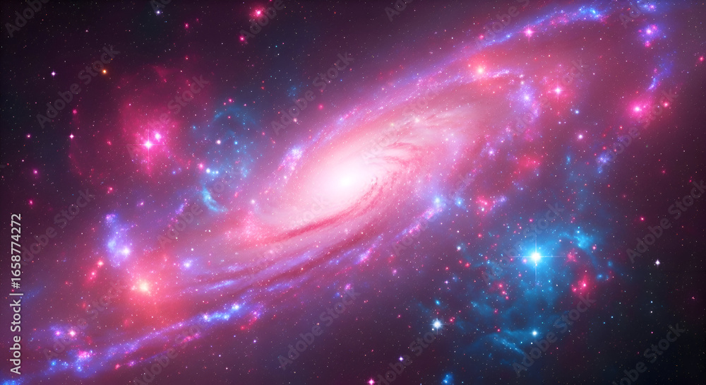 Fototapeta premium Cosmic Nebula with Rich Pink, Purple, and Blue Galaxy Swirls