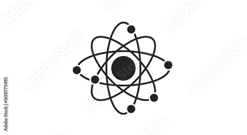 Atom icon vector illustration concept for science physics chemistry atom structure model symbol design