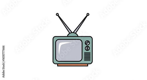 Vintage television set vector illustration retro tv with antenna old technology media entertainment design