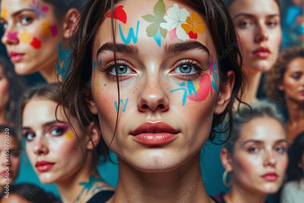 Fototapeta premium Creative Collage of Diverse Portraits for a Vibrant Avatar