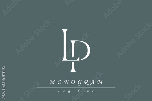 LP Initials Stylized Monogram Design Featuring Intertwined. Artistic representation of monogram initials creatively arranged and displayed.