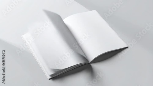 Open Blank White Softcover Book Mockup with Empty Pages on a White Background for Design Template and Presentation Fair