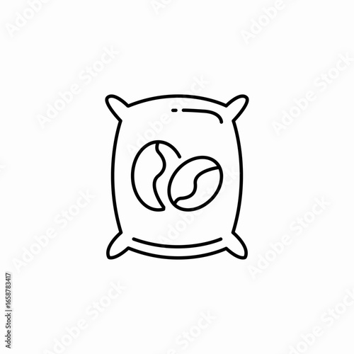 bag of coffee beans icon sign vector