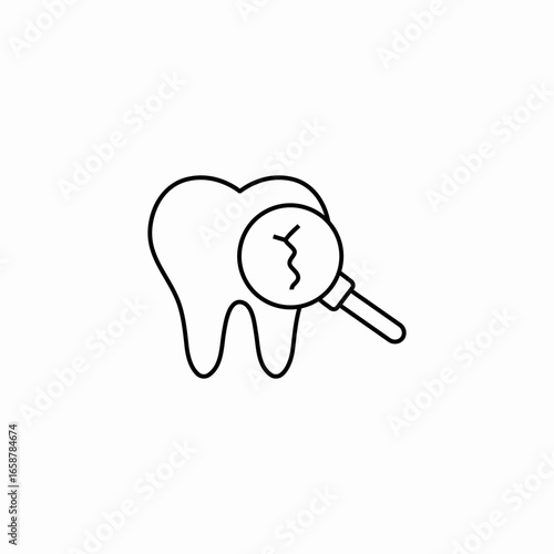 tooth with crack icon sign vector