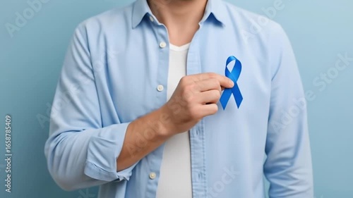 Blue ribbon awareness for men's health and prostate cancer support and prevention campaign symbol video 4k. blue november