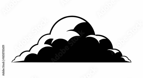 Bold cloud illustration with strong contrast for weather forecasts, logo design, and creative projects needing a simple, impactful atmospheric graphic element