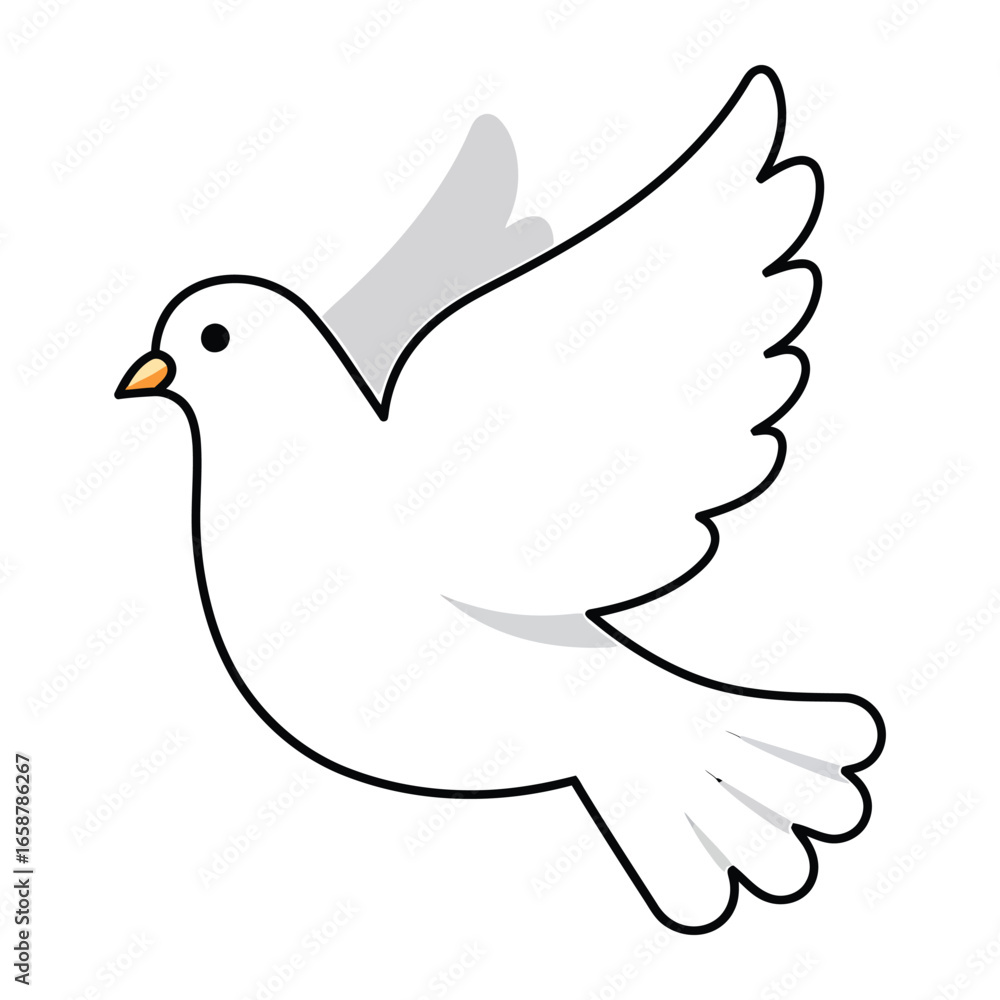 Obraz premium Illustration of a white dove in flight, , symbolizing peace, freedom, and the holy spirit in christianity