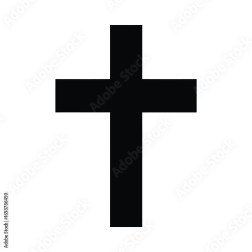 Simple black christian cross, a powerful symbol of faith, hope, and love, representing the core beliefs of christianity